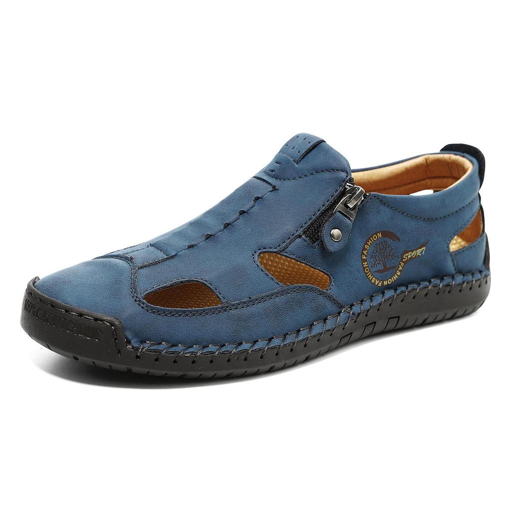 Men's Breathable Stitched Beach Sandals - Wear-resistant Outdoor Sports Style, Big Size Shoes