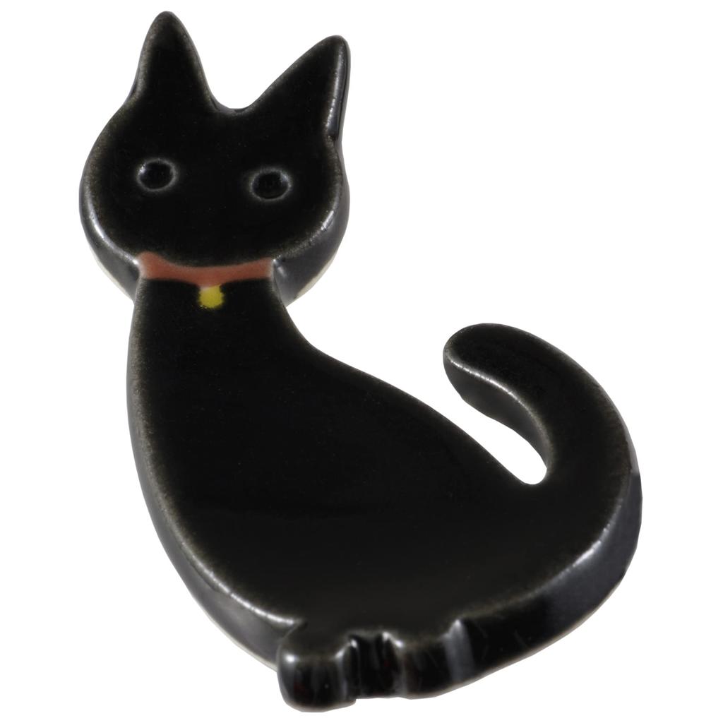 Tatara Chopstick Mino Tatara 030553 Rest, Cat, Black, Ware, Ceramic, Handmade, Hand-Formed, Style,