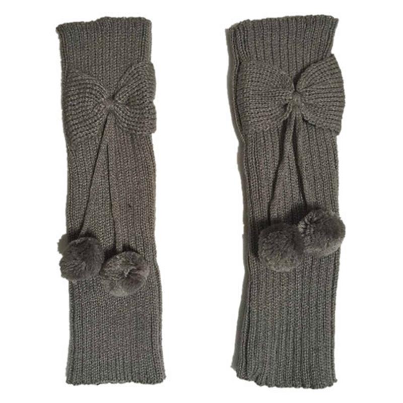 Fashion Autumn Winter Adult Children Bowknot Ball Socks Thick Fried Dough Twists Pattern Open Finger Knitted Wool Warm Arm Cover