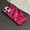Plating Red Water Ripple Wrinkle Texture Case For iPhone 16 Pro Max 17 Air 15 14 13 12 11 16 Plus Glossy Silicone Back Cover