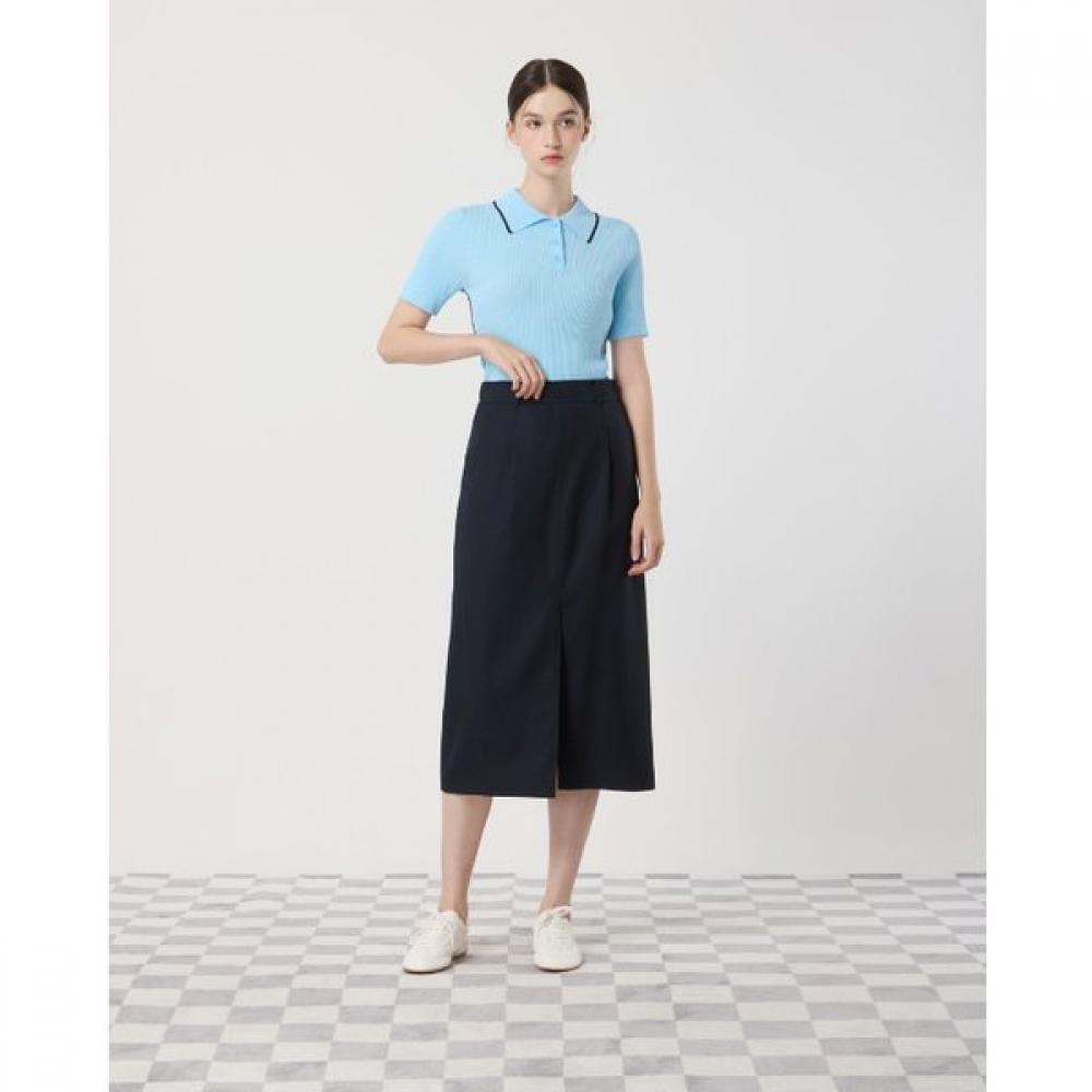 Cc Collect Slim Ribbed Collar Pullover C252ksk034