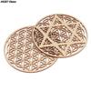 New 1PC Natural Wood Chakra Flower of life Natural Symbol Wood Round Edge Circles Carved Coaster For Stone Crystal Set DIY Decor