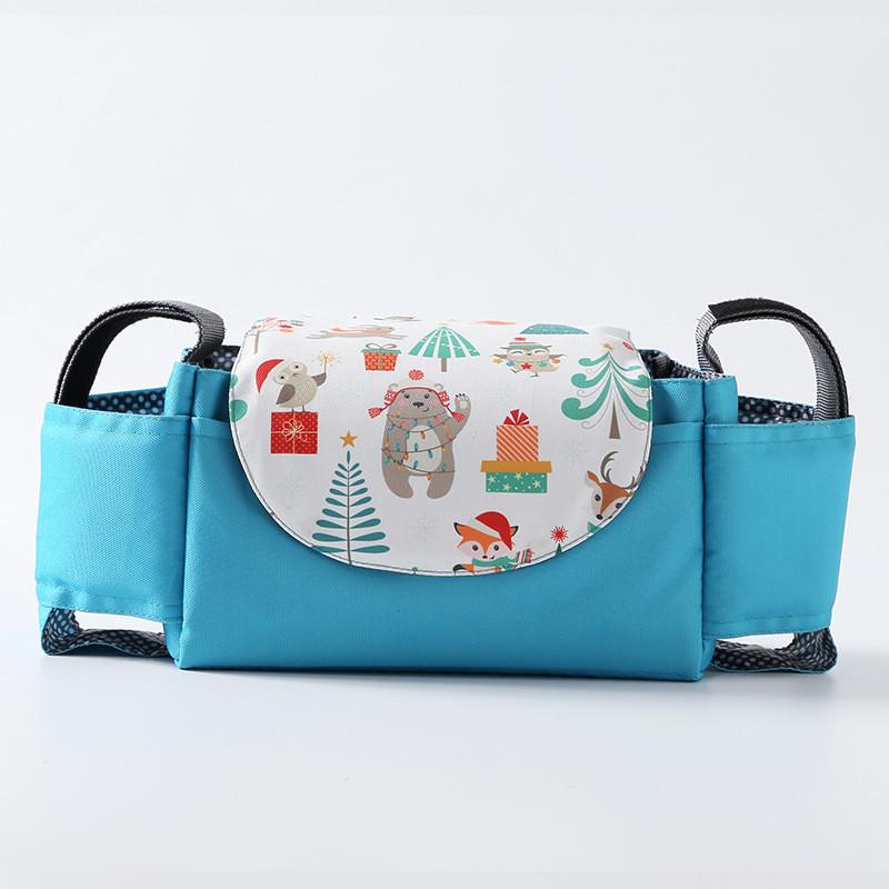 Baby Stroller Organizer Bag With Oxford Fabric Multiple Storage Pouch For Bottle And Water Cup Holding