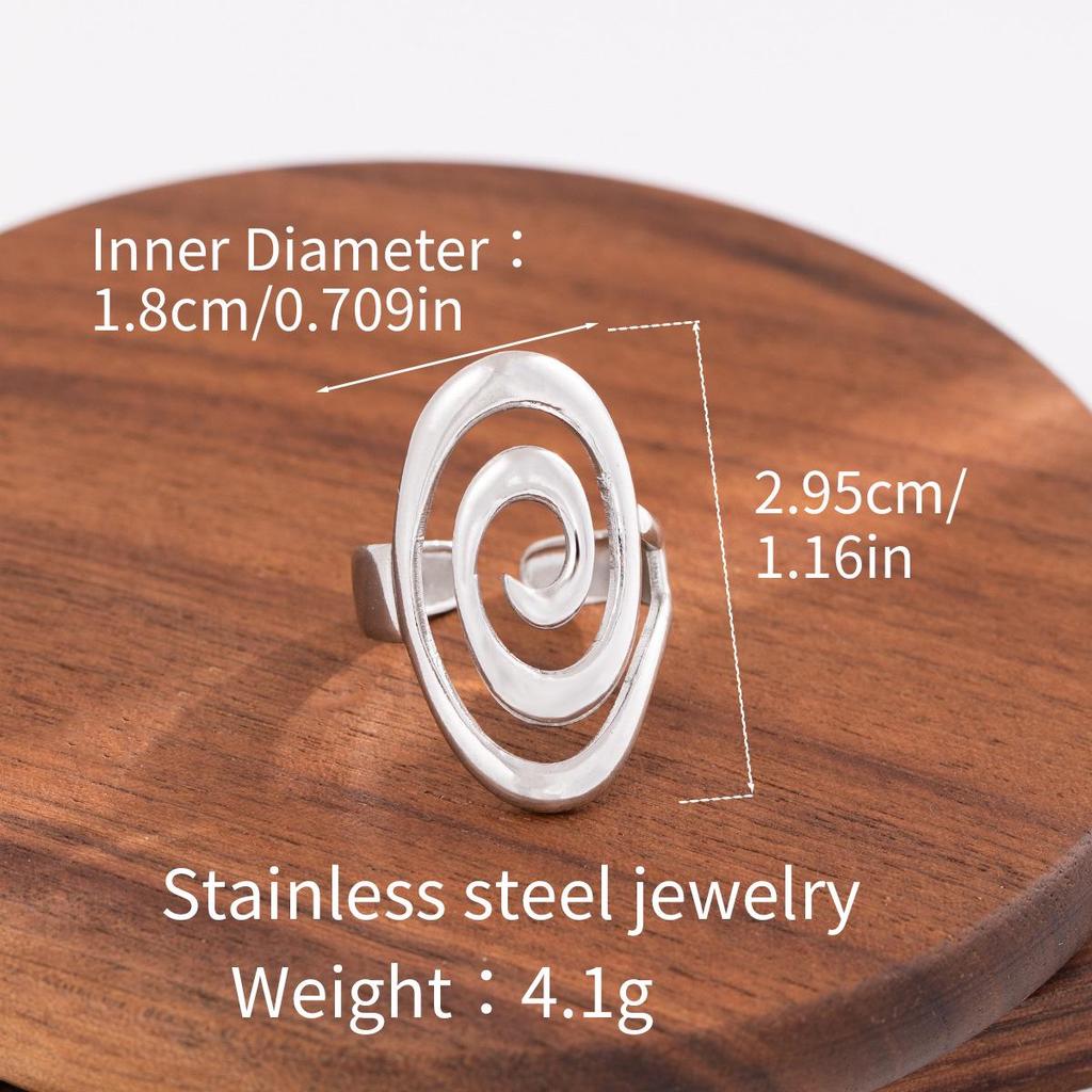 Stainless Steel Adjustable Open Ring - Colorfast Titanium Jewelry
