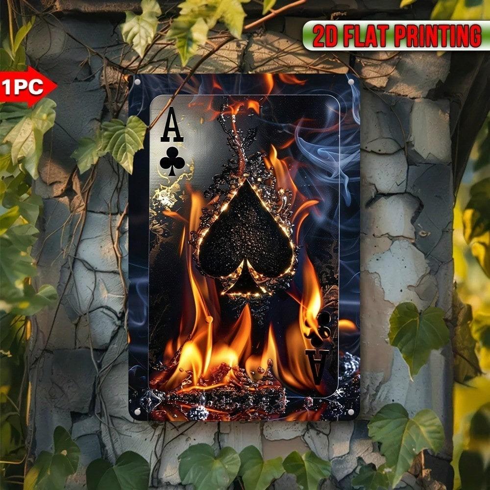 Ace Of Spades Metal Sign Vintage UV Print Iron Wall Art Home Bar Man Cave Decoration Pre Drilled Waterproof Weather Resistant