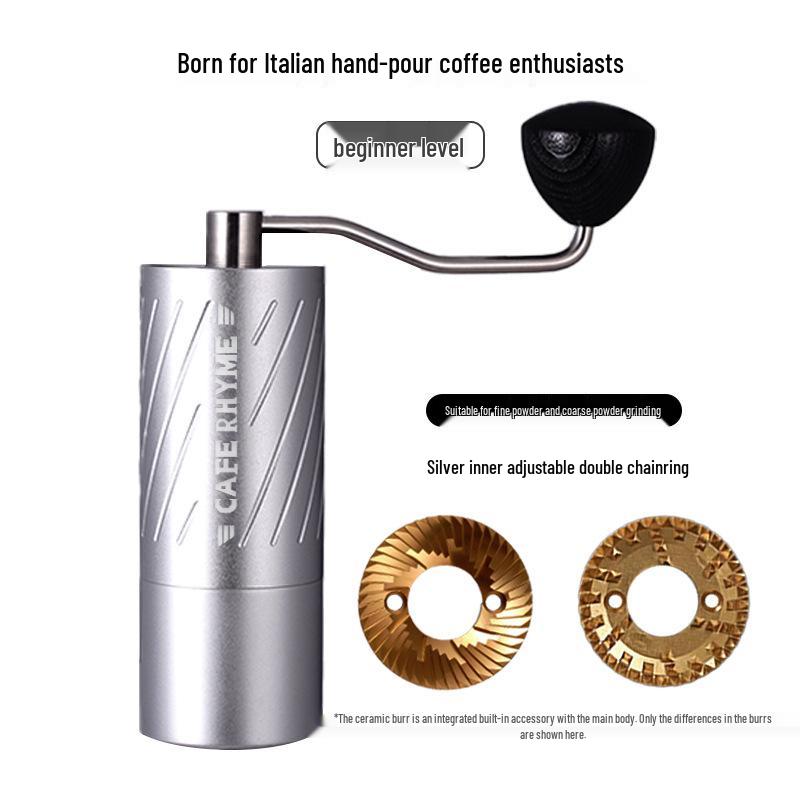49mm Titanium-Plated Dual Blade Hand-Crank Coffee Grinder for Outdoor Use