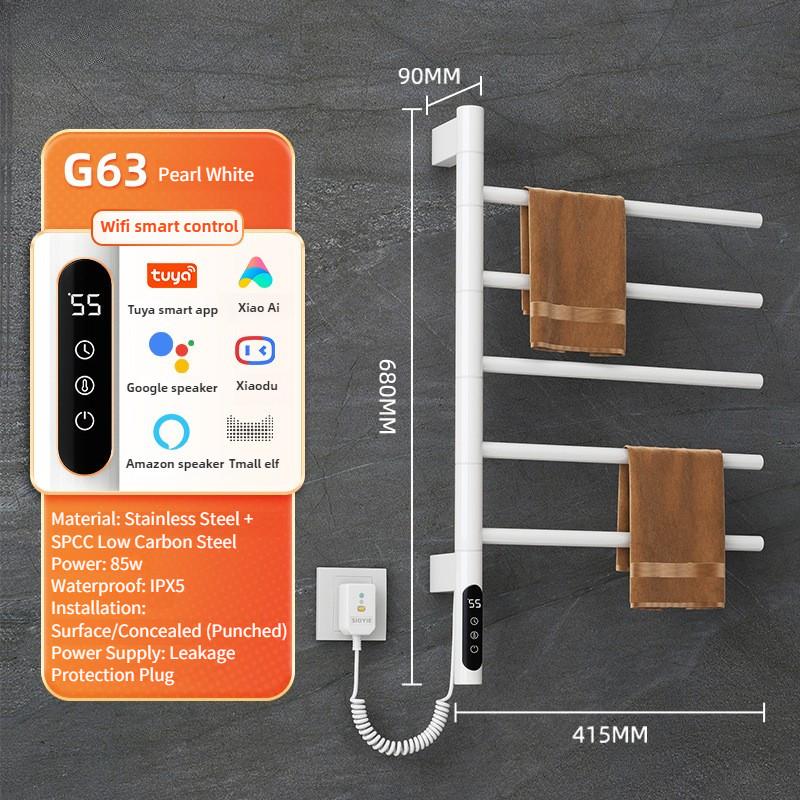 Wall Mounted Rotating Electric Heating Towel Bar Home Bathroom Intelligent Constant Temperature Drying Towel Rack
