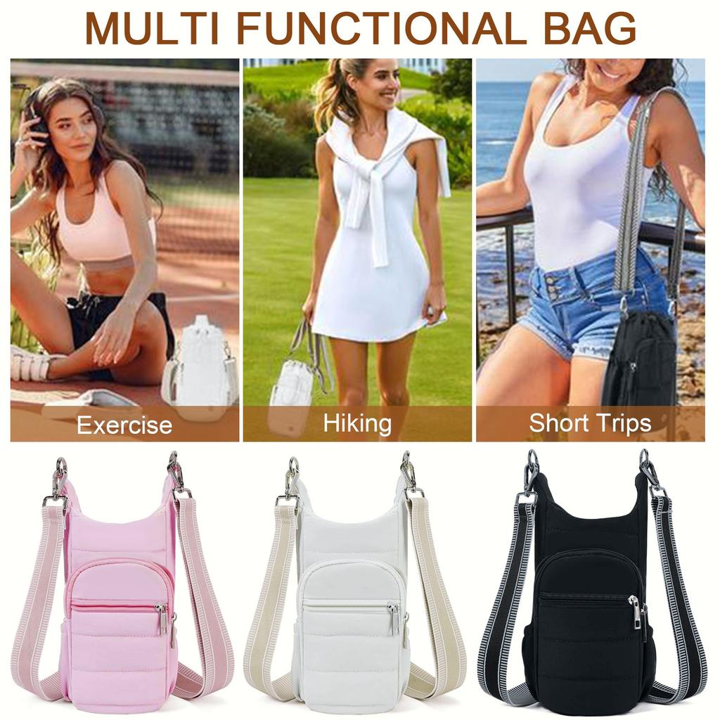 Crossbody Water Bottle Bag Water Bottle Pouch Mug Holder With Shoulder Strap For Walking, Hiking And Cycling