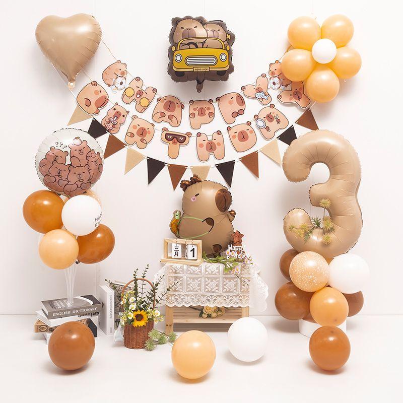 Capibara Birthday Decoration Capybara Birthday for Bara Party Disposable Tableware Plate Balloon Baby Shower Capibara Cumpleaños