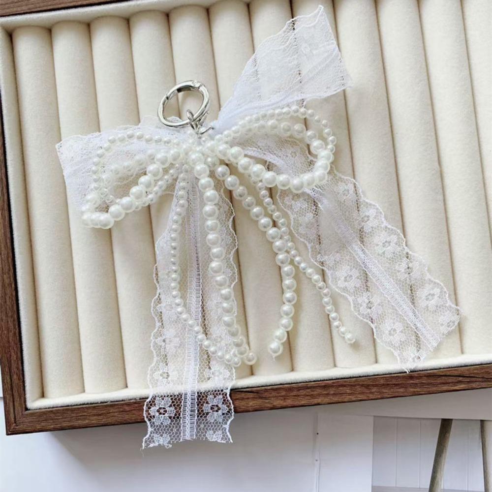 

Lace Keychain Bow Bowknot Keyring Fashion Phone Chain Package Accessory белый
