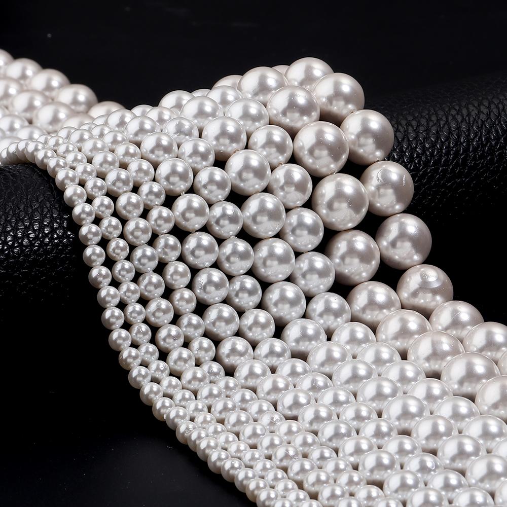 4/6/8/10/12mm Natural White Shell Pearl Beads Round Loose Spacer Beads For Jewelry Making DIY Bracelets Necklace Accessories