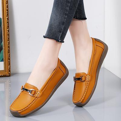 Grande Taille 44 Mocassins pour Femmes en Cuir Véritable à Enfiler Mocassins pour Femmes Printemps et Automne Chaussures de Mère Chaussures Décontractées pour Femme