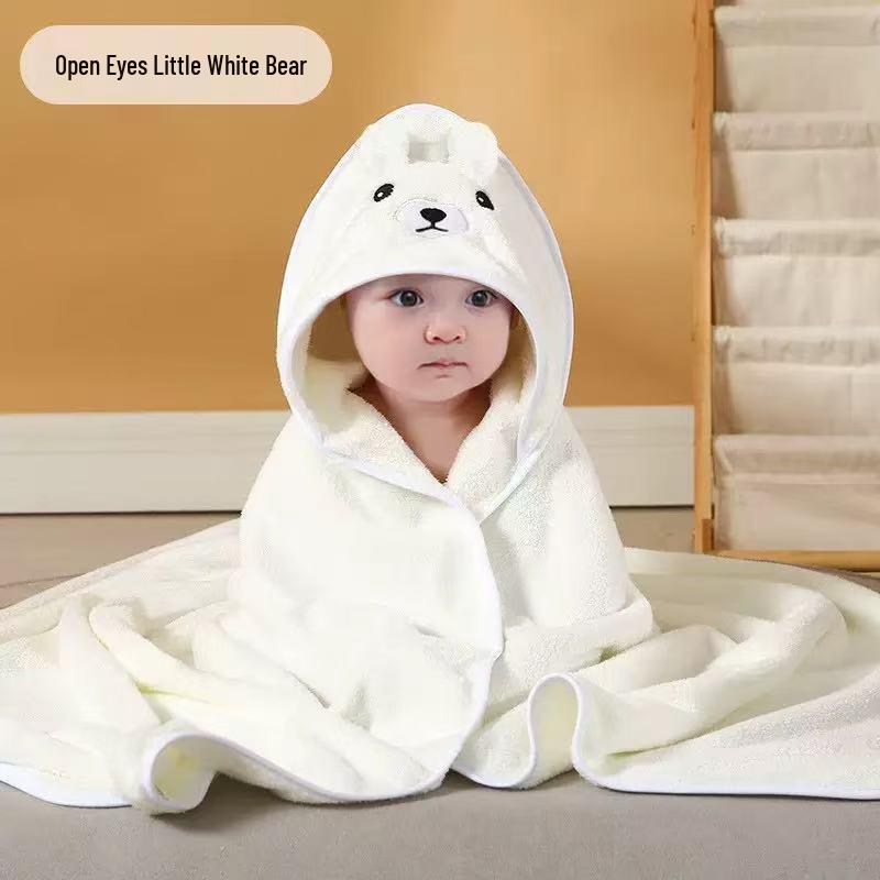 Children's Quick-Drying Coral Fleece Hooded Bathrobe Cloak Towel