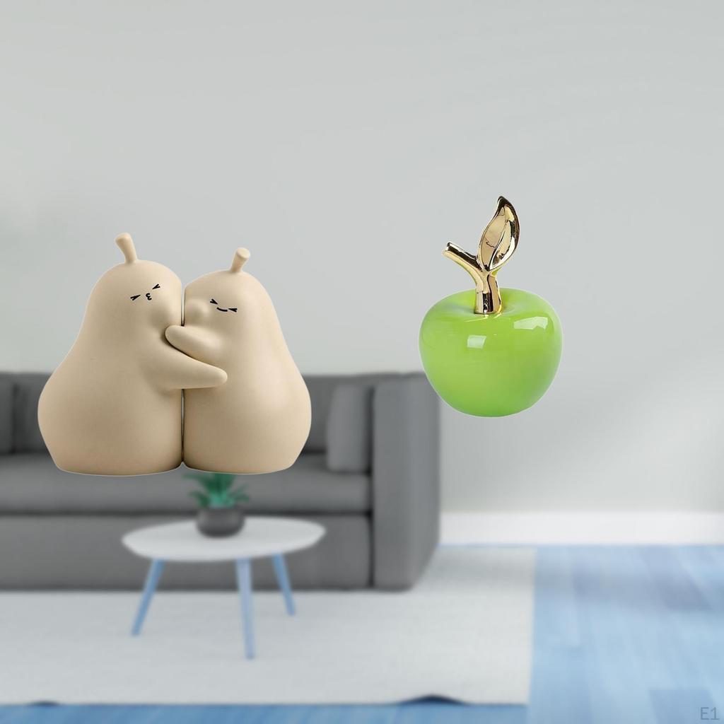 Hugging Pear Book Stand Ceramic Bookend Fine Workmanship Statue Ornament Simulation Artwork Home