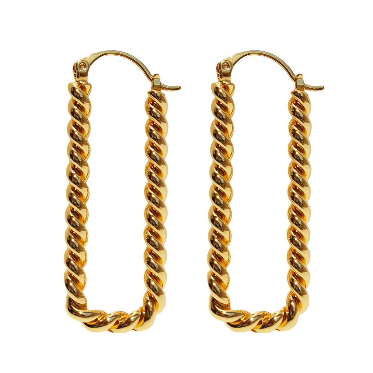 

Преувеличенные серьги Модные геометрические закрученные прямоугольные серьги Металлические застежки-пряжки в форме U 923