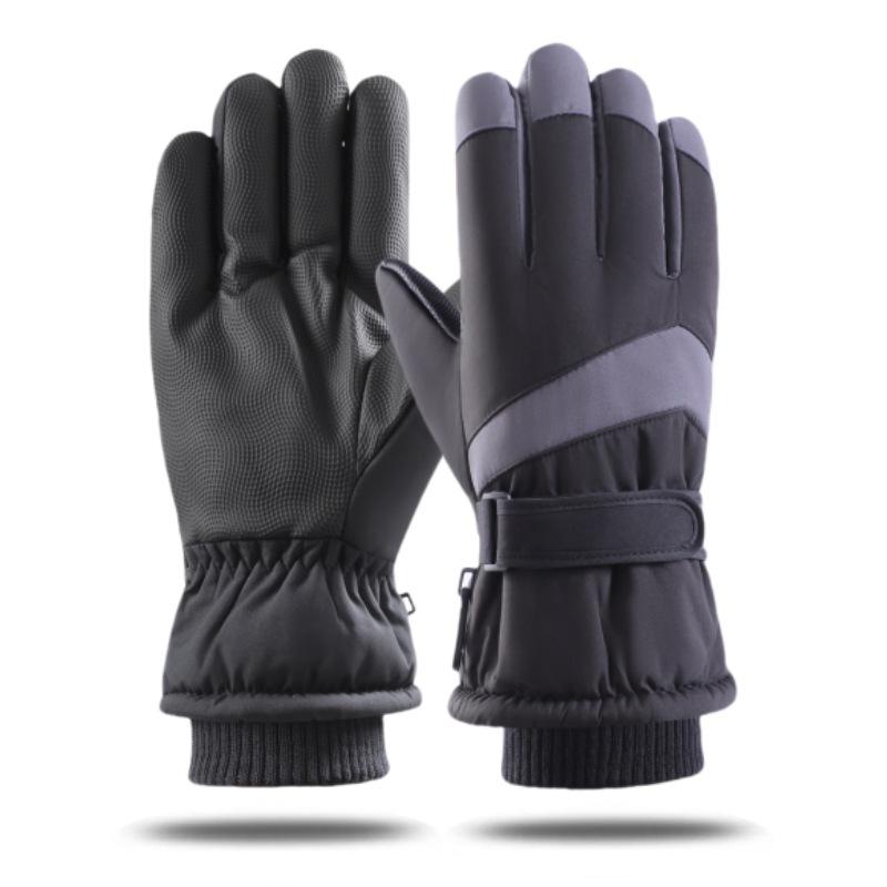 Ski Gloves Men's and Women's Autumn and Winter Windproof Waterproof Outdoor Riding Motorcycle Piled Thickened Warm Finger Gloves
