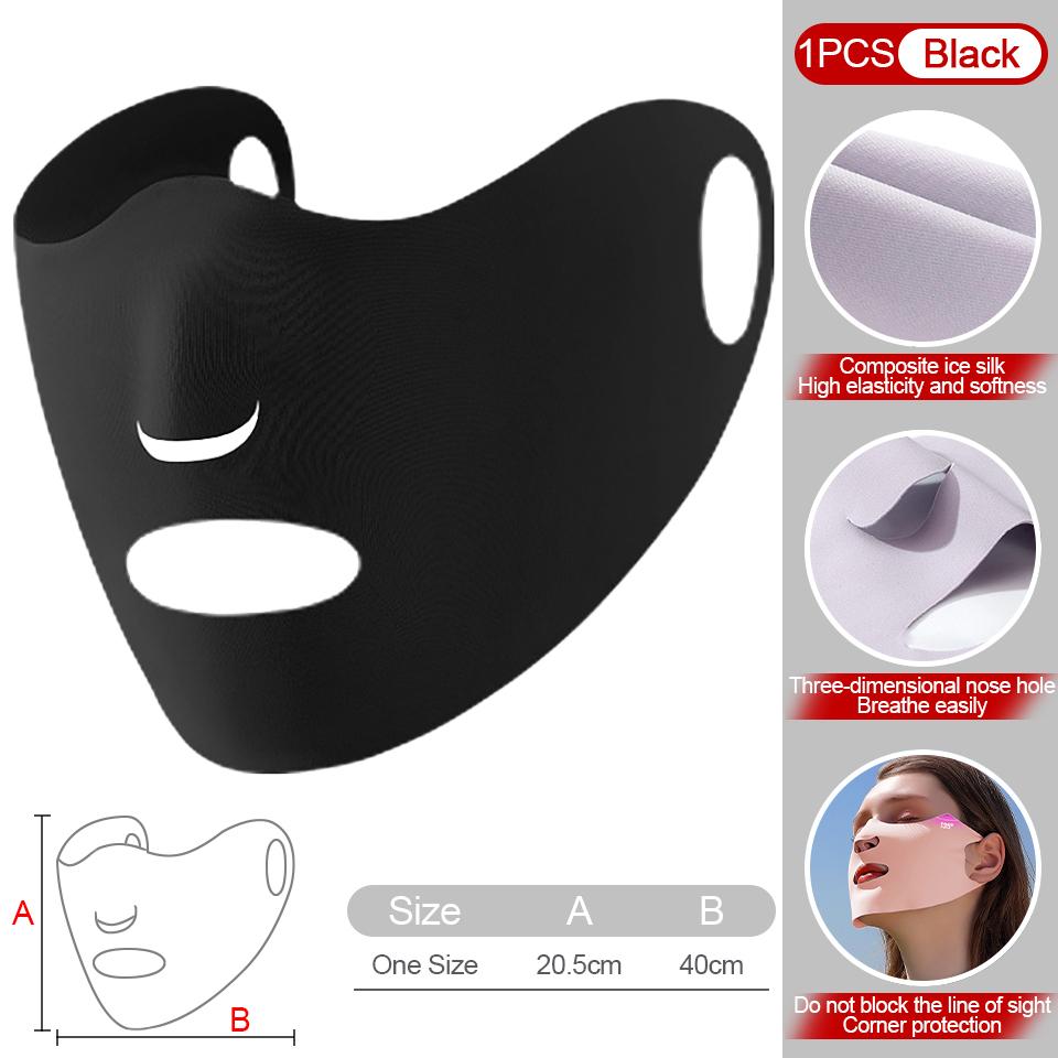 Gobygo 1Pcs Summer Ice Silk Sunscreen Mask Breathable Thin Moisturizing Mask Hanging Ear Type Sun Mask Outdoor Sports Men Women