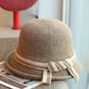 Autumn And Winter Woven 100% Wool Women'S Fisherman Hat, Japanese Versatile And Western-Style Retro Upturned Edge Top Hat