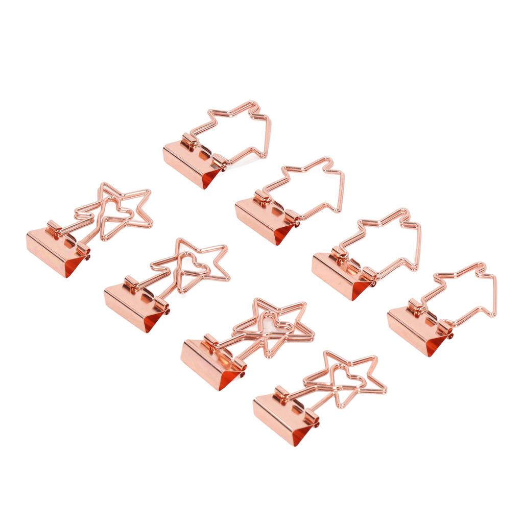 30 Stück Kleine Büroklammern Roségold Langlebiges Metall Stern- und Hausstil Hohle Binder-Clips für Dokumente Kleidung Papiere