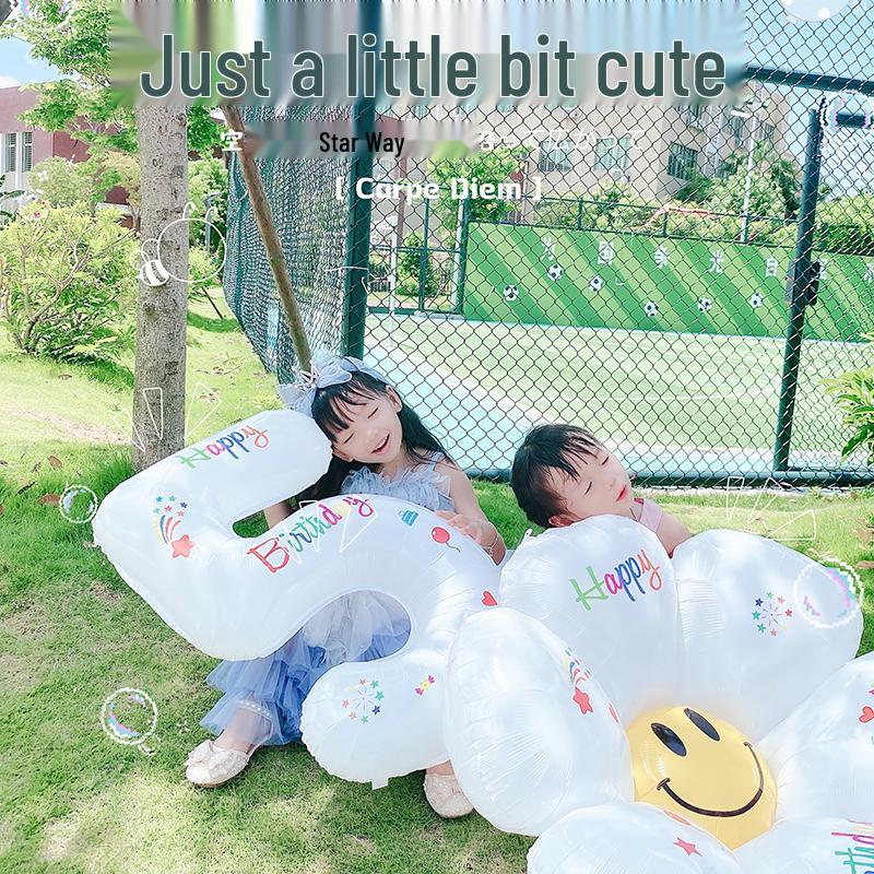 Large Smiley Face Birthday Cake Balloon for Outdoor Party Decorations