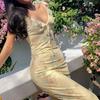 Summer Flower Printed Women's Sexy Low-cut Dress Sleeveless Backless Slim Sling Dresses 2025 Beach Vacation Lady Vestidos