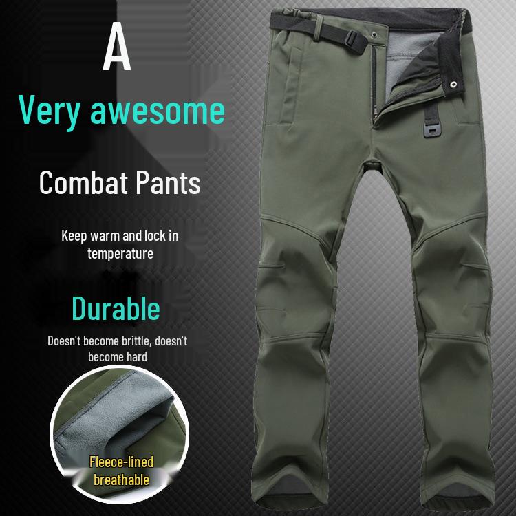 Men's and Women's Windproof Softshell Fleece Pants for Skiing, Mountaineering, and Outdoor Sports - Slim Fit, Plus Size, Autumn/Winter.