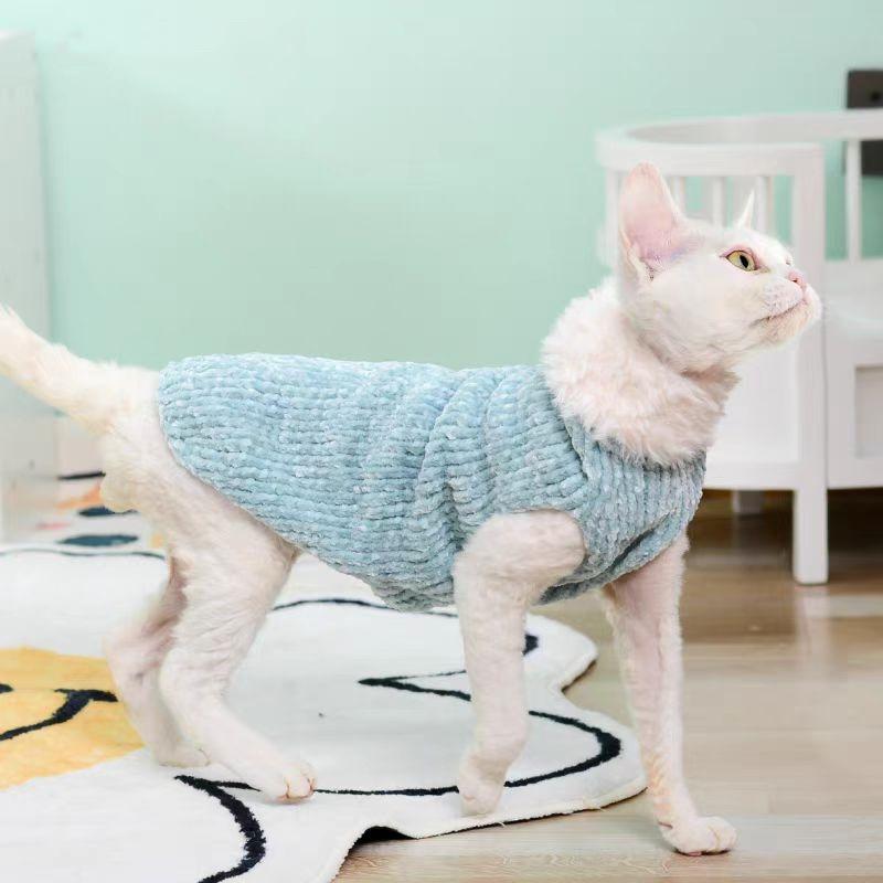 Devon Rex Thickening Plush Coat Cat Sweater Costume Sphynix Clothes Katten Sphynx Pullover Clothing Products for Winter Outwear
