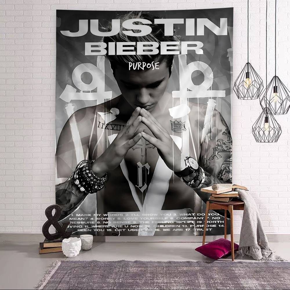 Popular Singer JJustinS BBieberS Cartoon Tapestry Art Science Fiction Room Home Decor Wall Hanging Home Decor