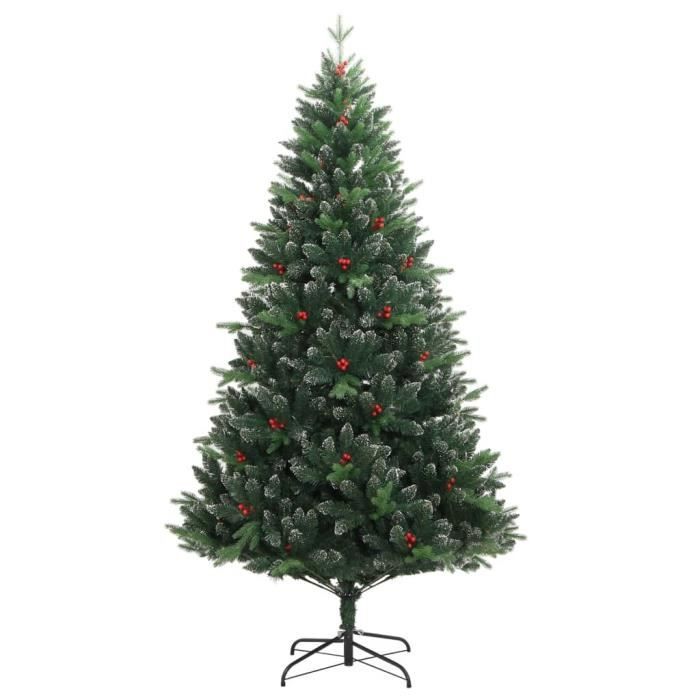 VidaXL Sapin de Noël artificiel à charnières avec baies rouges 180 cm 356733