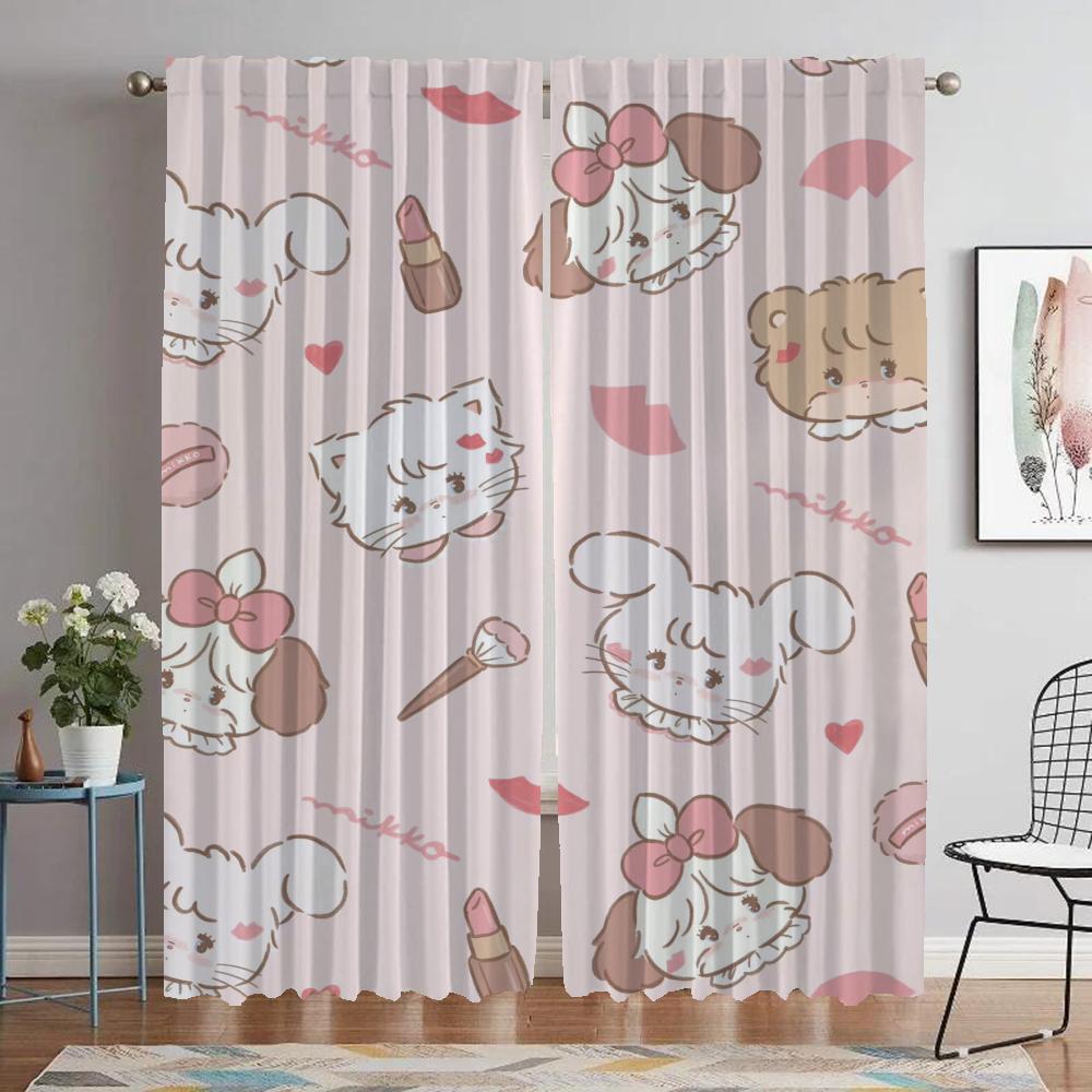 Mikko Curtains for Bedroom Anti-mosquito Curtains 2 Pieces Shades Halloween Decoration Partition Window Curtain for Room 2 Panel