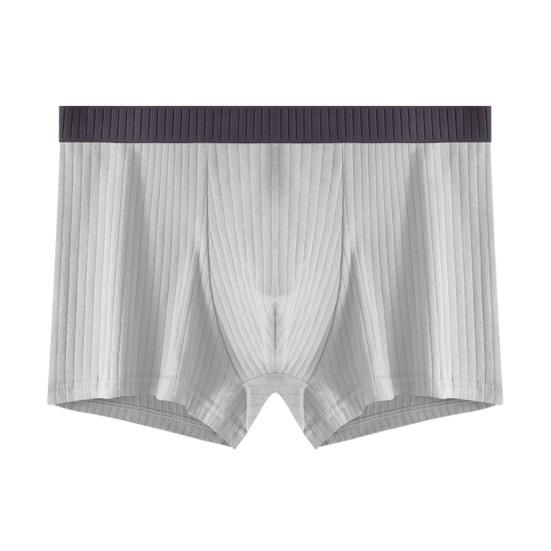 Men Boxer Underwear Elastic Mid-Waist Design U-Convex Shorts Briefs Patchwork Color Ribbed U-Convex Panties