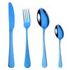 4pcs/16pcs Stainless Steel Blue Dinnerware Cutlery Set Mirror Polished Flaware Set Tableware Dinner Fork Spoon Knife Set