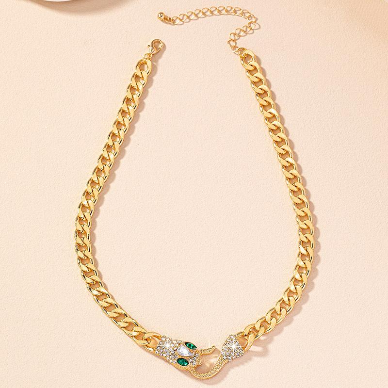 Zodiac Snake Pendant Necklace Female Personality Punk Light Luxury Diamond Collarbone Chain