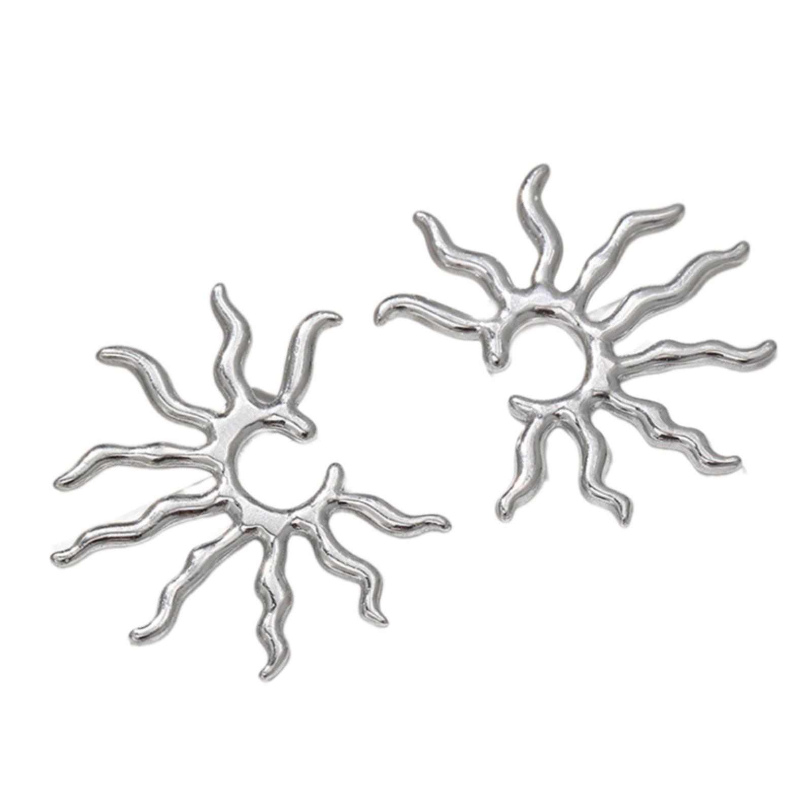 

Большие серьги-кольца в форме солнца, золотые серьги с шипами, геометрические небесные узоры для любителей моды, повседневная одежда серебряный