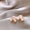 Dopamine Blooming Flower Pearl Stud Earrings Women's Unique Beautiful Earrings Fancy Accessible Luxury Earrings 925 Sterling Silver Needle