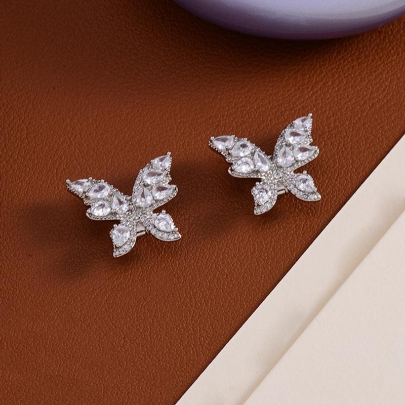 Luxurious Rhinestones Studded Bows Earphone Clip Copper Alloy Universal Decoration for freeclip Headphones