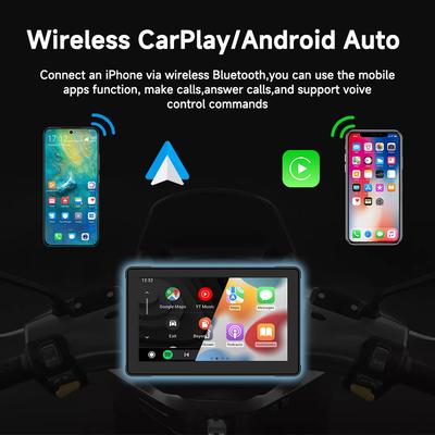 Freedconn New 5Inch Motorcycle Multimedia Player Navigation HD Recorder Wireless CarPlay Android Auto IPX8 Waterproof Screen