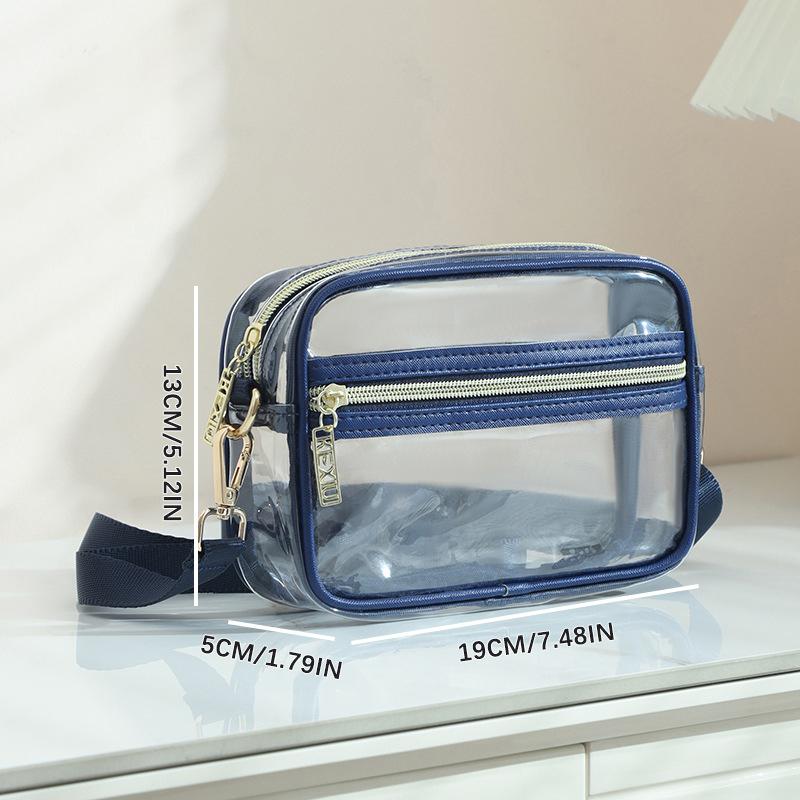 1Pc Mini Solid Color Transparent Pvc Portable Waterproof Shoulder Bag Suitable For Girls, White-Collar Outdoor Travel Shopping