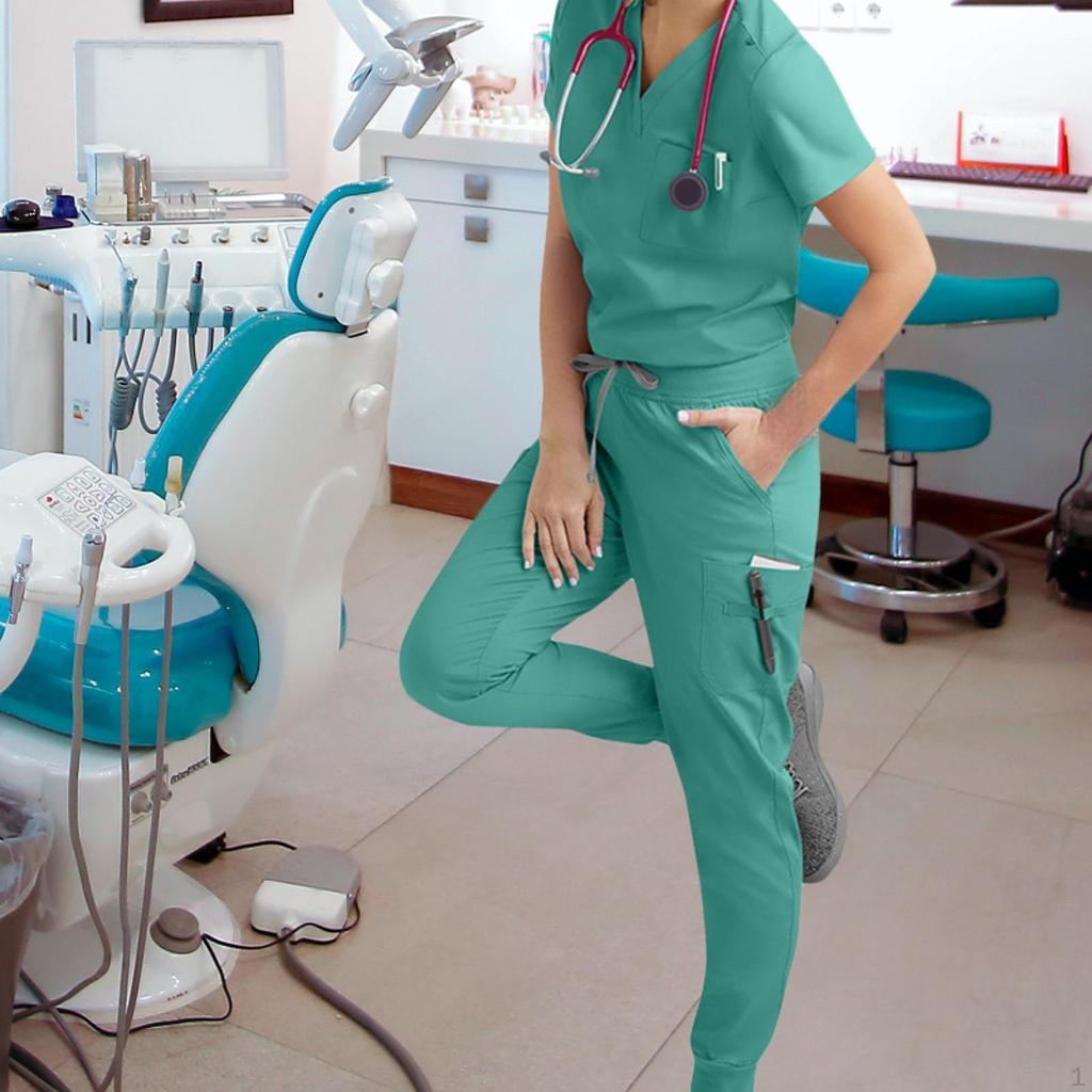 Women Scrub Uniform Set Jogging Cloth Top and Jogger Pants for Yoga Pet Grooming