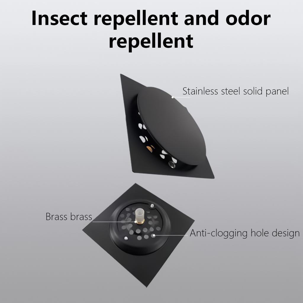 Foot Floor Drain Stainless Steel Square Shower Drain Square Shower Room Cover Plug Fast Draining Hair Catcher Strainer