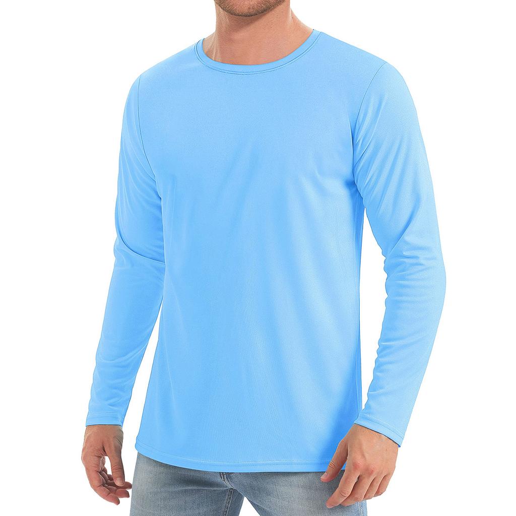 Men's Long-Sleeved Quick-Drying Sports Running Round-neck Hoodie  Color Breathable UV-Resistant T-Shirt