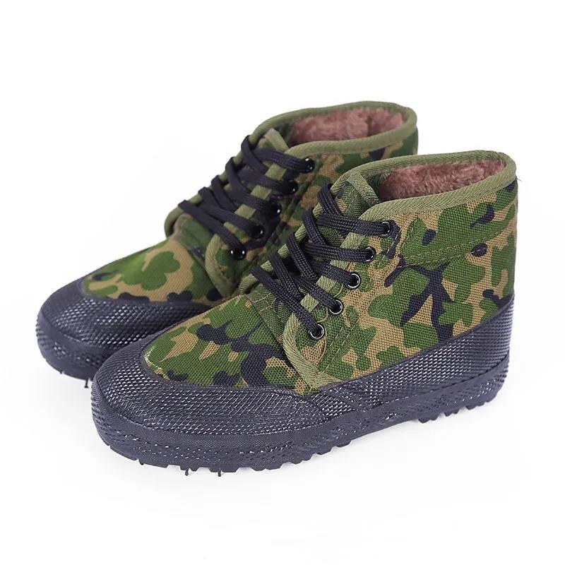 Herrenschuhe aus Plüschbaumwolle mit hohem Schaft und Gummisohle, Winterschuhe, Camouflage-Schuhe, kältebeständige Arbeitsschuhe