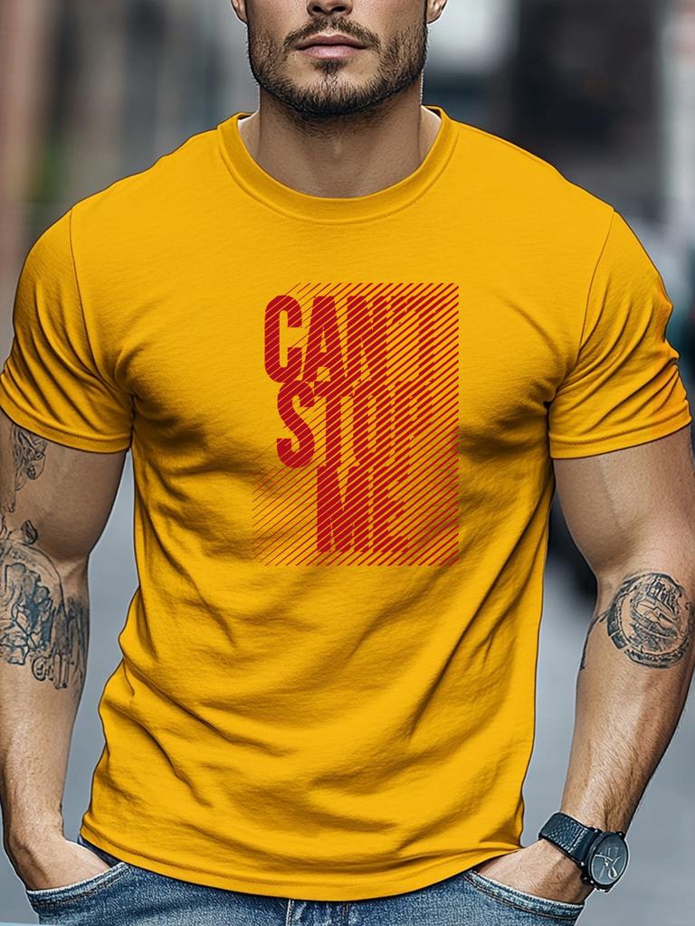 Mens tshirts100 Cotton CANT STOP ME Graphic Summer Soft Round Neck Casual Breathable Tee Daily Wear Tops