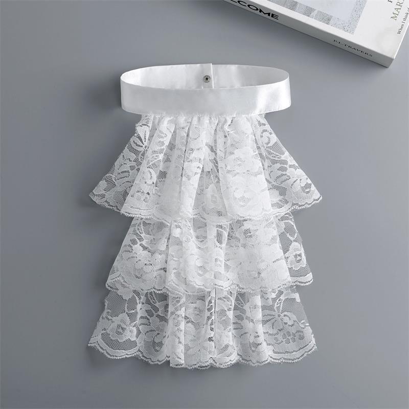 Elegant Costume Collar Ruffled Lace Jabot Neck Collar for Cosplay Costume Collar