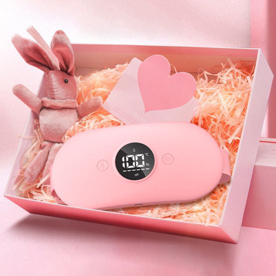 Portable Period Heating Pad Rechargeable Belt with LED Display 6 Temp & Vibration Modes Cramp Relief Massage Pad for Women