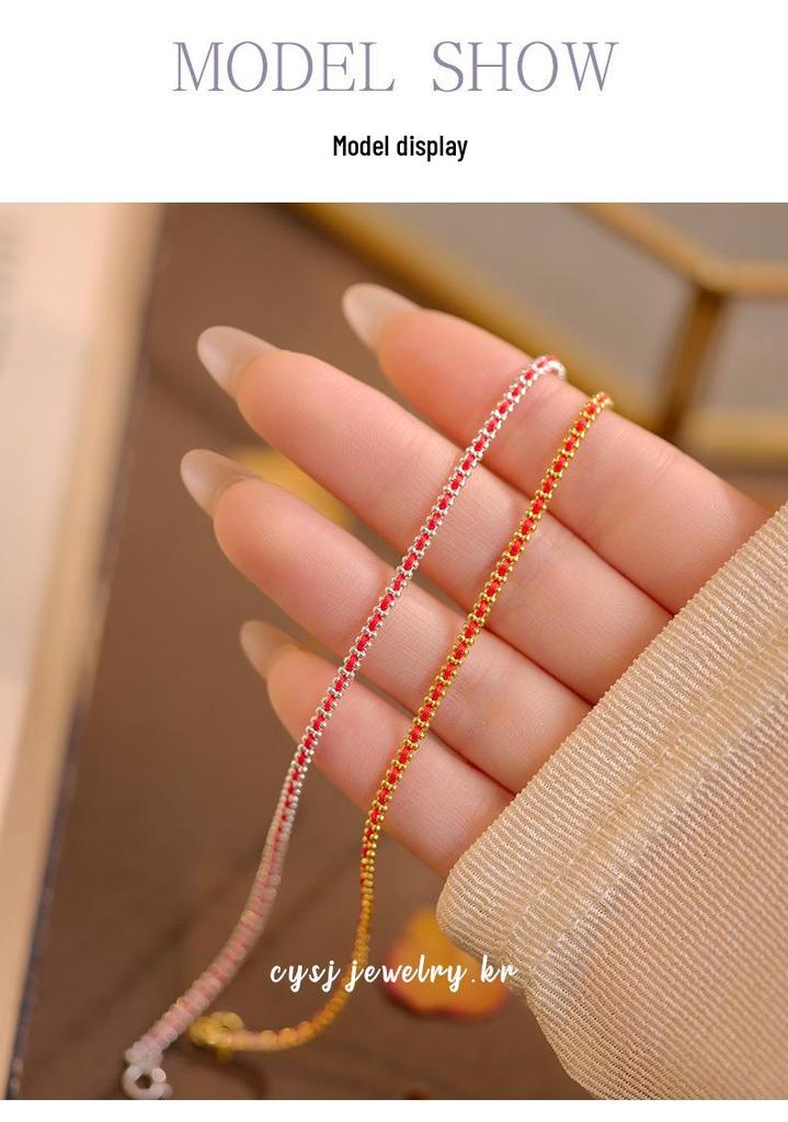 Cui Yan S925 Sterling Silver Korean-Style Zodiac Red Rope Bracelet for Women - Light Luxury, Simple Design, Hot-Selling Hand Jewelry.