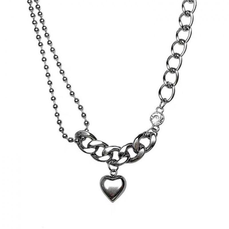 No Fading Love Splicing Necklace Female Cold Wind Simple Niche Temperament Hip Hop Accessories Collarbone Chain