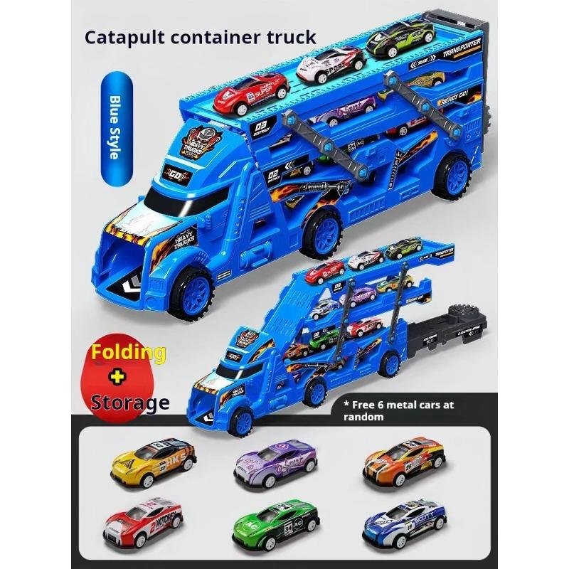 Large Kid Truck Deformation Transporter Car Toys Models Educational Model Folding Track Racing Vehicle Boys Girls Birthday Gift