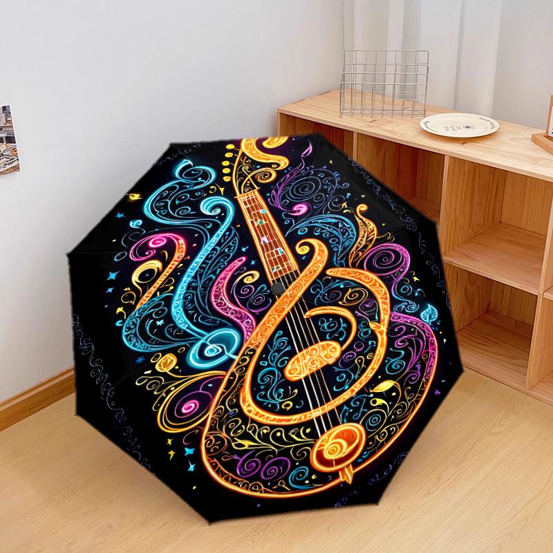 

1PC Music Theme Umbrella Portable Folding Umbrella Iron Frame Hole Bone Structure Outdoor Home Umbrella A22 разноцветный