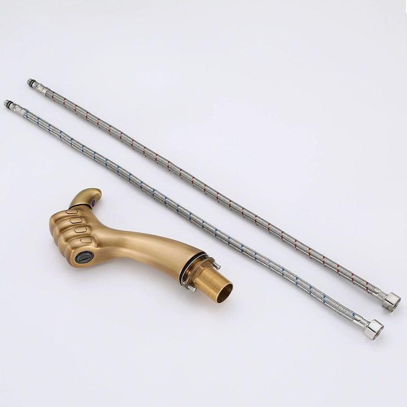 New Style Bathroom Basin Faucet Hot and Cold Water Thumb Faucet, Washbasin Mixers Taps, Universal Basin Faucet Black Chrome Gray